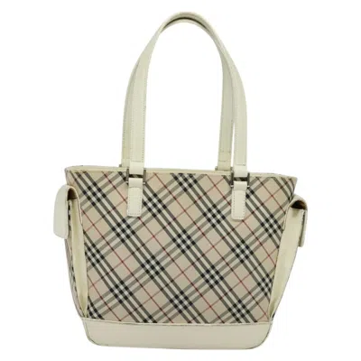 Pre-owned Burberry Nova Check Beige Canvas Tote Bag () In Sand