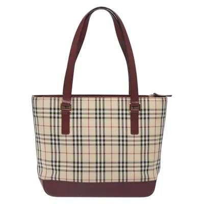 Pre-owned Burberry Nova Check Beige Canvas Tote Bag () In Sand