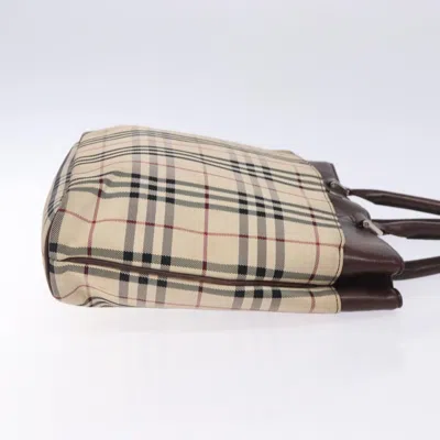 Pre-owned Burberry Nova Check Beige Canvas Tote Bag () In Sand
