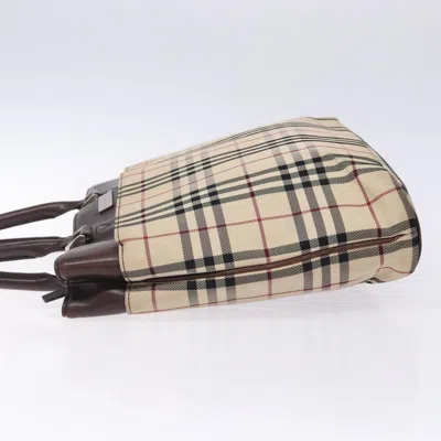 Pre-owned Burberry Nova Check Beige Canvas Tote Bag () In Sand