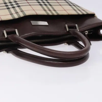 Pre-owned Burberry Nova Check Beige Canvas Tote Bag () In Sand