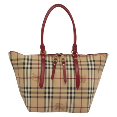 Pre-owned Burberry Nova Check Beige Canvas Tote Bag () In Sand
