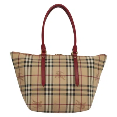 Pre-owned Burberry Nova Check Beige Canvas Tote Bag () In Sand
