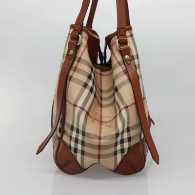 Pre-owned Burberry Nova Check Beige Canvas, Leather Tote Bag () In Sand