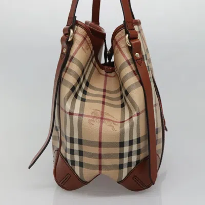 Pre-owned Burberry Nova Check Beige Canvas, Leather Tote Bag () In Sand