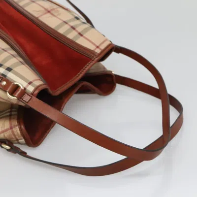 Pre-owned Burberry Nova Check Beige Canvas, Leather Tote Bag () In Sand
