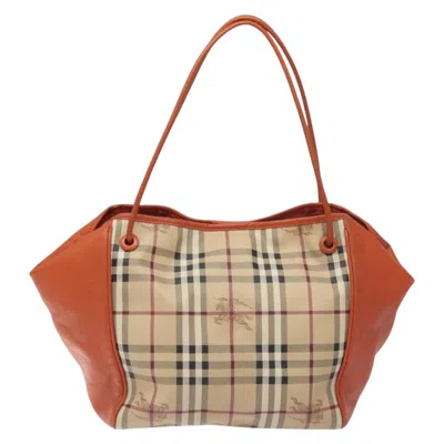 Pre-owned Burberry Nova Check Beige Pvc Tote Bag () In Sand