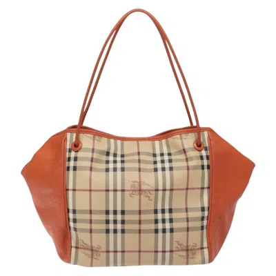 Pre-owned Burberry Nova Check Beige Pvc Tote Bag () In Sand