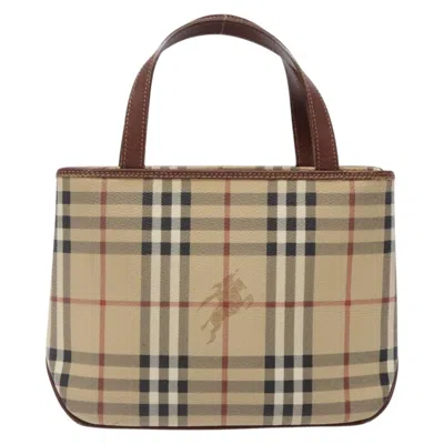 Pre-owned Burberry Nova Check Beige Pvc Tote Bag () In Sand