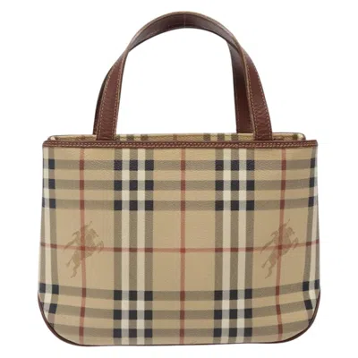 Pre-owned Burberry Nova Check Beige Pvc Tote Bag () In Sand