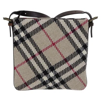 Pre-owned Burberry Nova Check Beige Wool Shoulder Bag () In Sand