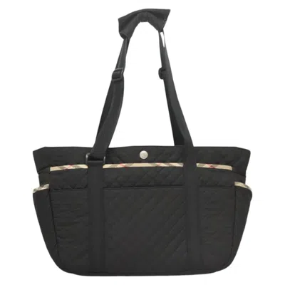 Pre-owned Burberry Nova Check Black Nylon Tote Bag ()