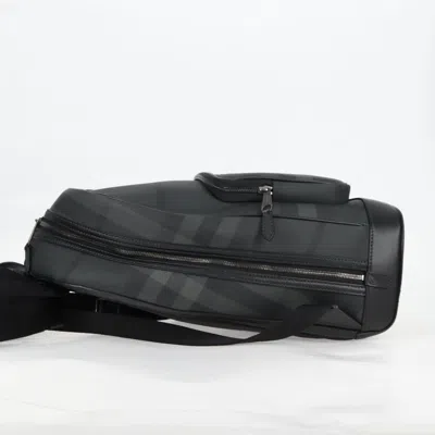 Pre-owned Burberry Nova Check Black Pvc Backpack Bag ()
