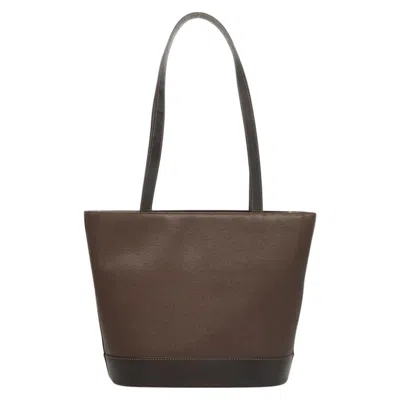 Pre-owned Burberry Nova Check Brown Leather Tote Bag ()