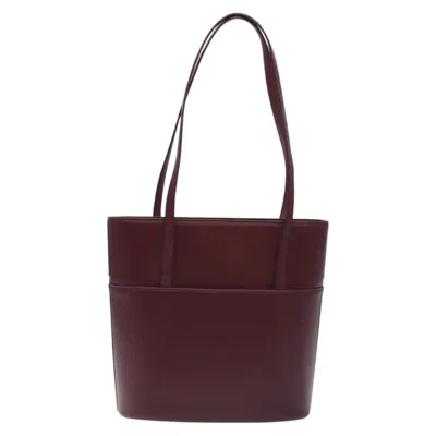 Pre-owned Burberry Nova Check Burgundy Leather Tote Bag ()