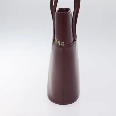 Pre-owned Burberry Nova Check Burgundy Leather Tote Bag ()