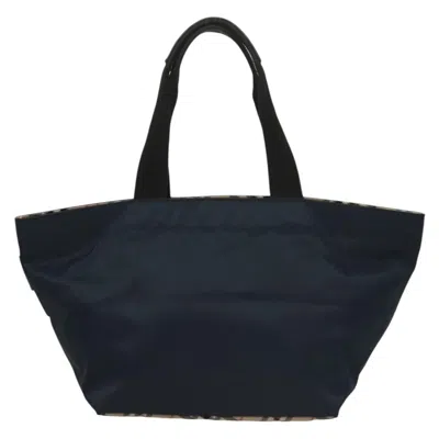 Pre-owned Burberry Nova Check Navy Nylon Tote Bag () In Blue