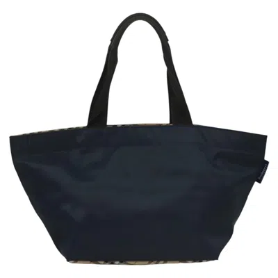 Pre-owned Burberry Nova Check Navy Nylon Tote Bag () In Blue