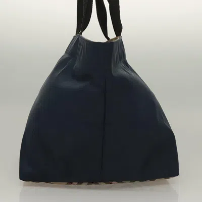 Pre-owned Burberry Nova Check Navy Nylon Tote Bag () In Blue