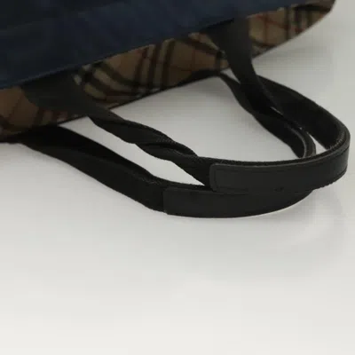 Pre-owned Burberry Nova Check Navy Nylon Tote Bag () In Blue