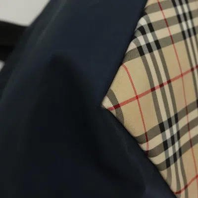 Pre-owned Burberry Nova Check Navy Nylon Tote Bag () In Blue