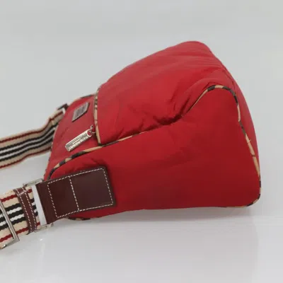 Pre-owned Burberry Nova Check Red Nylon Shoulder Bag ()
