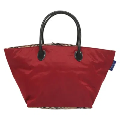 Pre-owned Burberry Nova Check Red Nylon Tote Bag ()