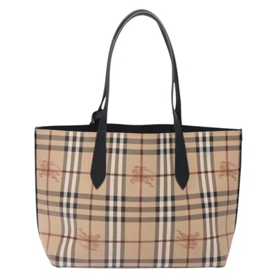 Pre-owned Burberry Nova Check Tote Beige Pvc Tote Bag () In Sand