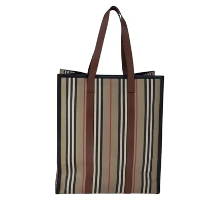 Pre-owned Burberry Stripe Beige Canvas Tote Bag () In Sand