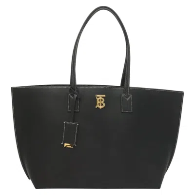 Pre-owned Burberry Tb Black Leather Tote Bag ()