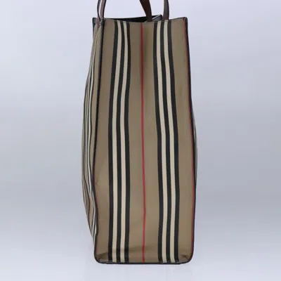 Pre-owned Burberry Stripe Beige Canvas Tote Bag () In Sand