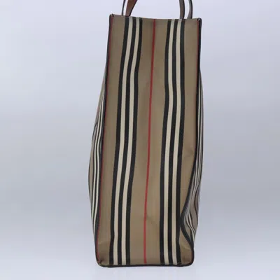 Pre-owned Burberry Stripe Beige Canvas Tote Bag () In Sand