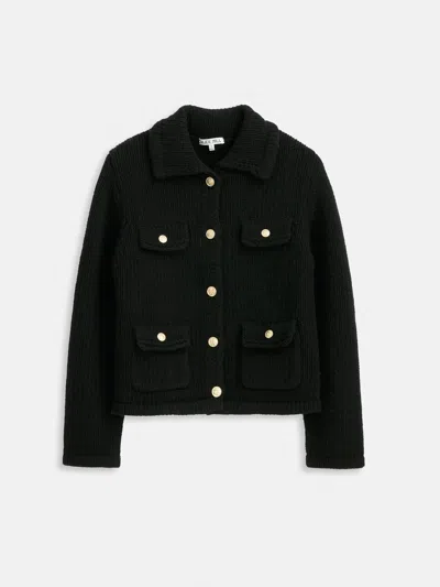 Alex Mill Edinburgh Sweater Jacket In Merino Wool In Black