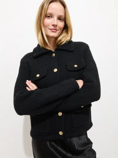 Alex Mill Edinburgh Sweater Jacket In Merino Wool In Black