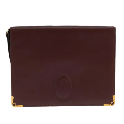 Pre-owned Cartier Must De  Burgundy Leather Clutch Bag ()