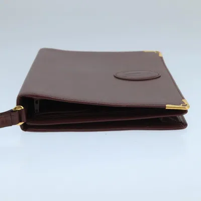 Pre-owned Cartier Must De  Burgundy Leather Clutch Bag ()