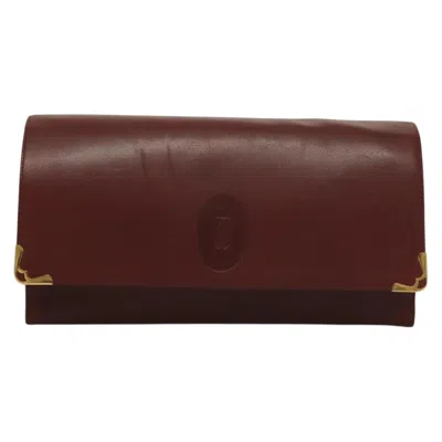 Pre-owned Cartier Must De  Burgundy Leather Clutch Bag ()