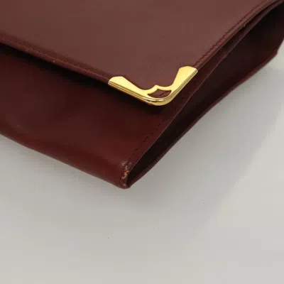 Pre-owned Cartier Must De  Burgundy Leather Clutch Bag ()
