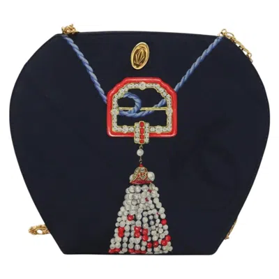 Pre-owned Cartier Navy Cotton Shoulder Bag () In Blue