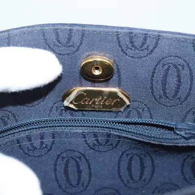 Pre-owned Cartier Navy Cotton Shoulder Bag () In Blue