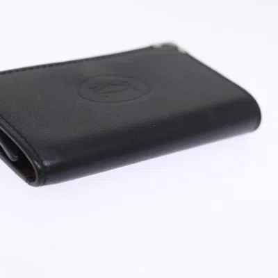 Pre-owned Cartier Porte Clés Black Leather Wallet  ()