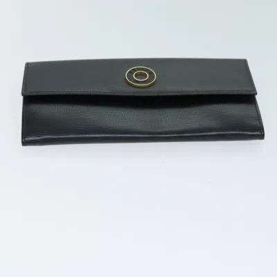 Pre-owned Celine Céline Logo Du Cercle Black Leather Wallet  ()
