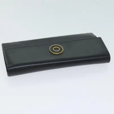 Pre-owned Celine Céline Logo Du Cercle Black Leather Wallet  ()