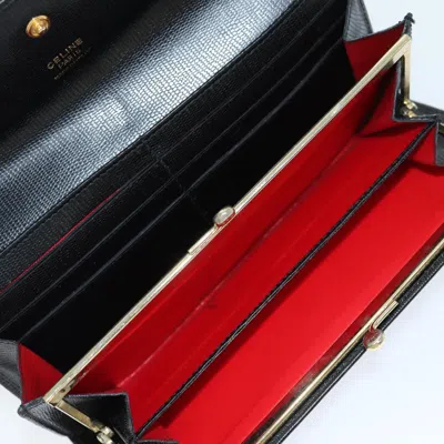 Pre-owned Celine Céline Logo Du Cercle Black Leather Wallet  ()