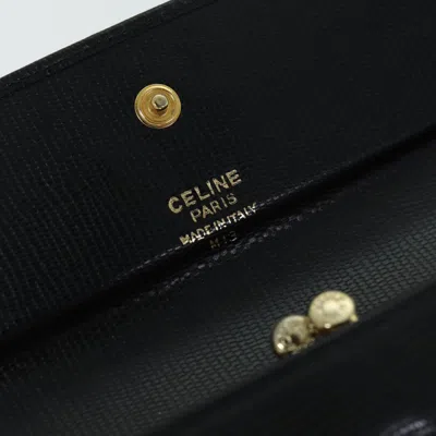 Pre-owned Celine Céline Logo Du Cercle Black Leather Wallet  ()
