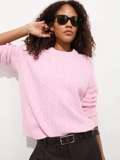 Alex Mill Katherine Cable Sweater In Wool Cotton In Pink