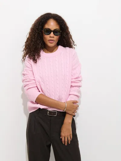 Alex Mill Katherine Cable Sweater In Wool Cotton In Pink