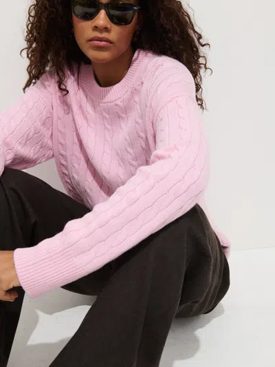 Alex Mill Katherine Cable Sweater In Wool Cotton In Pink