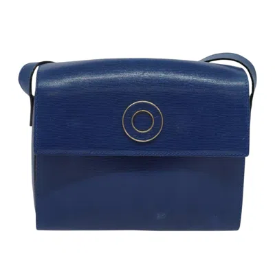 Pre-owned Celine Céline Logo Du Cercle Blue Leather Shoulder Bag ()