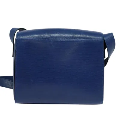 Pre-owned Celine Céline Logo Du Cercle Blue Leather Shoulder Bag ()